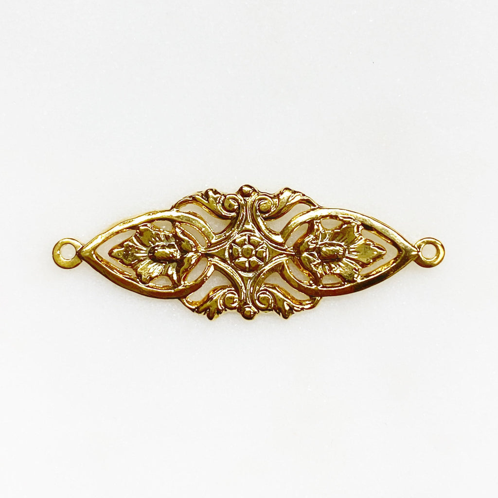 34mmx11mm Vermeil Connector Detailed Charm Gold Ornate Connector Charm