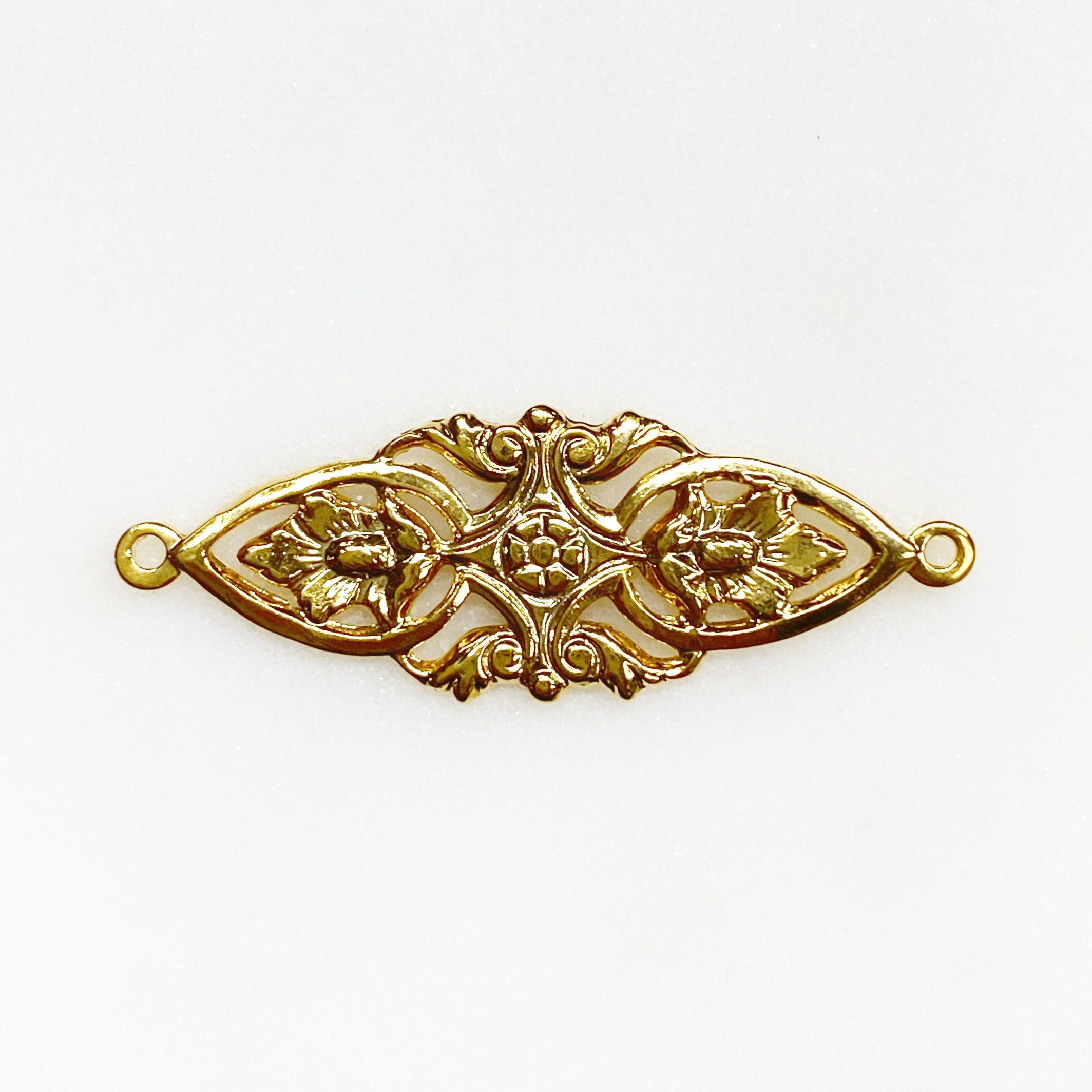 34mmx11mm Vermeil Connector Detailed Charm Gold Ornate Connector Charm