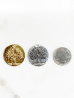 29mm Sterling Silver or Vermeil Large or Knowledge Tree Coin Charm Back Reads