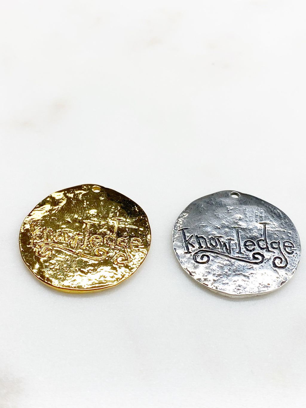 29mm Sterling Silver or Vermeil Large or Knowledge Tree Coin Charm Back Reads