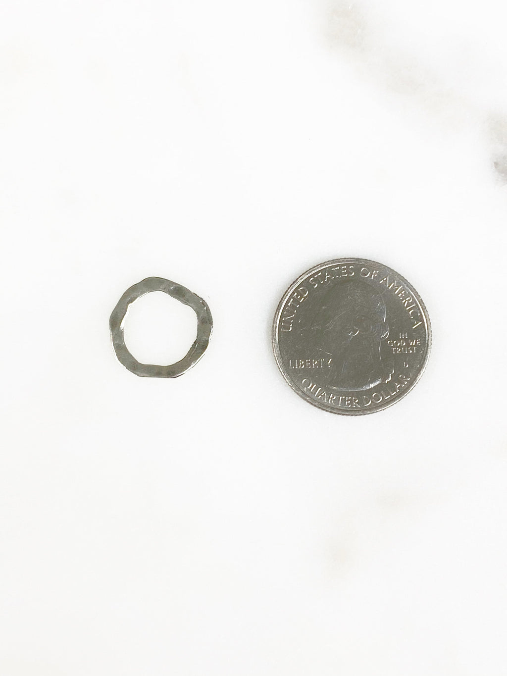 Sterling Silver Hammered Raw Open Circle Connector Ring Charm 16mm