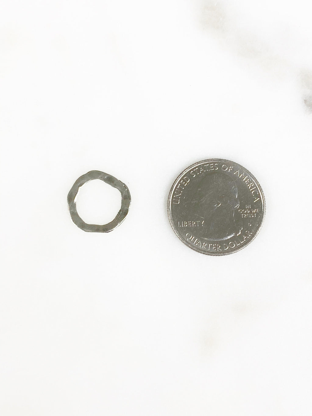 Sterling Silver Hammered Raw Open Circle Connector Ring Charm 16mm