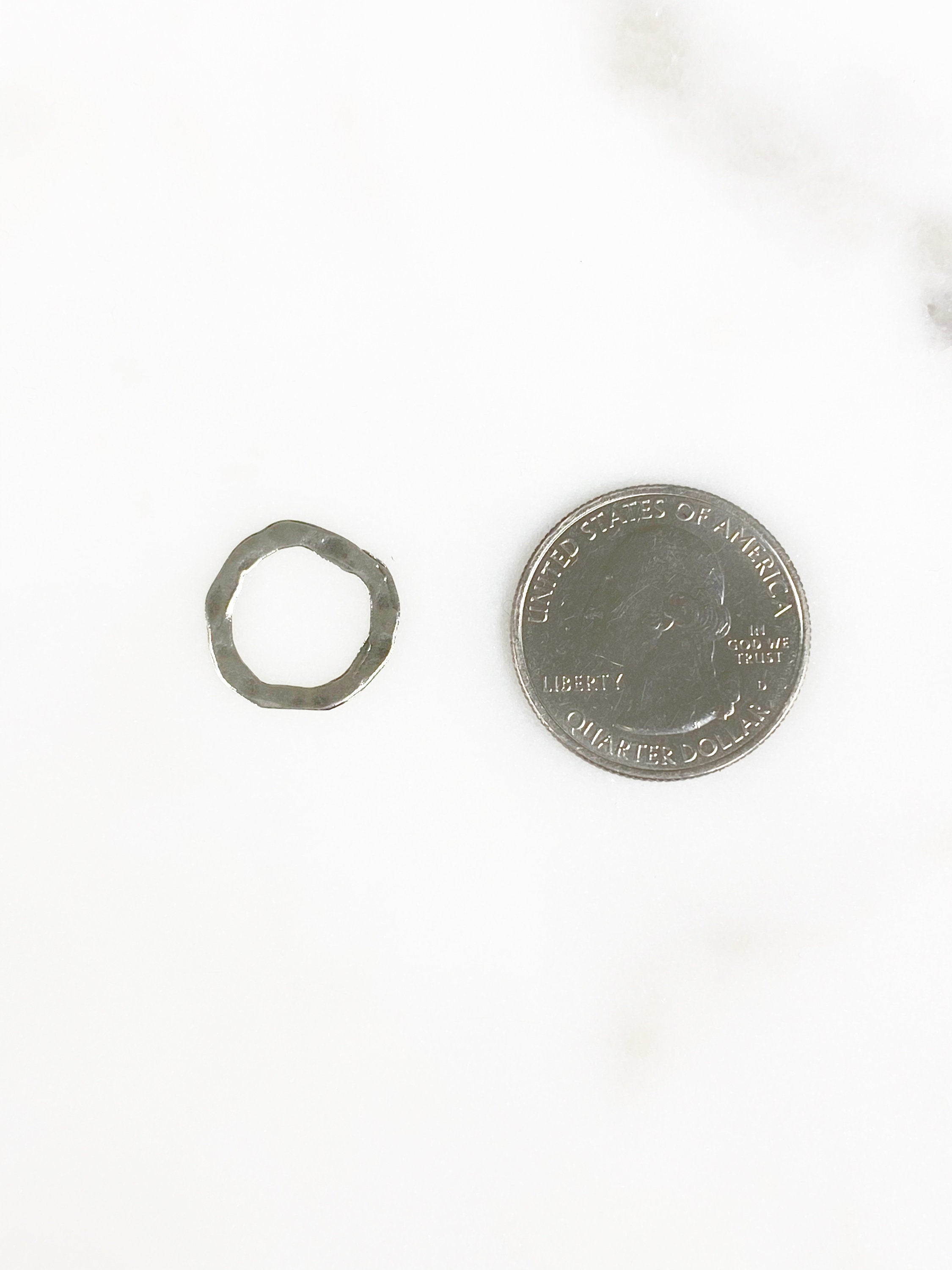 Sterling Silver Hammered Raw Open Circle Connector Ring Charm 16mm
