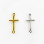Sterling Silver or Vermeil or Dainty Horizontal Cross Connector Link Charm