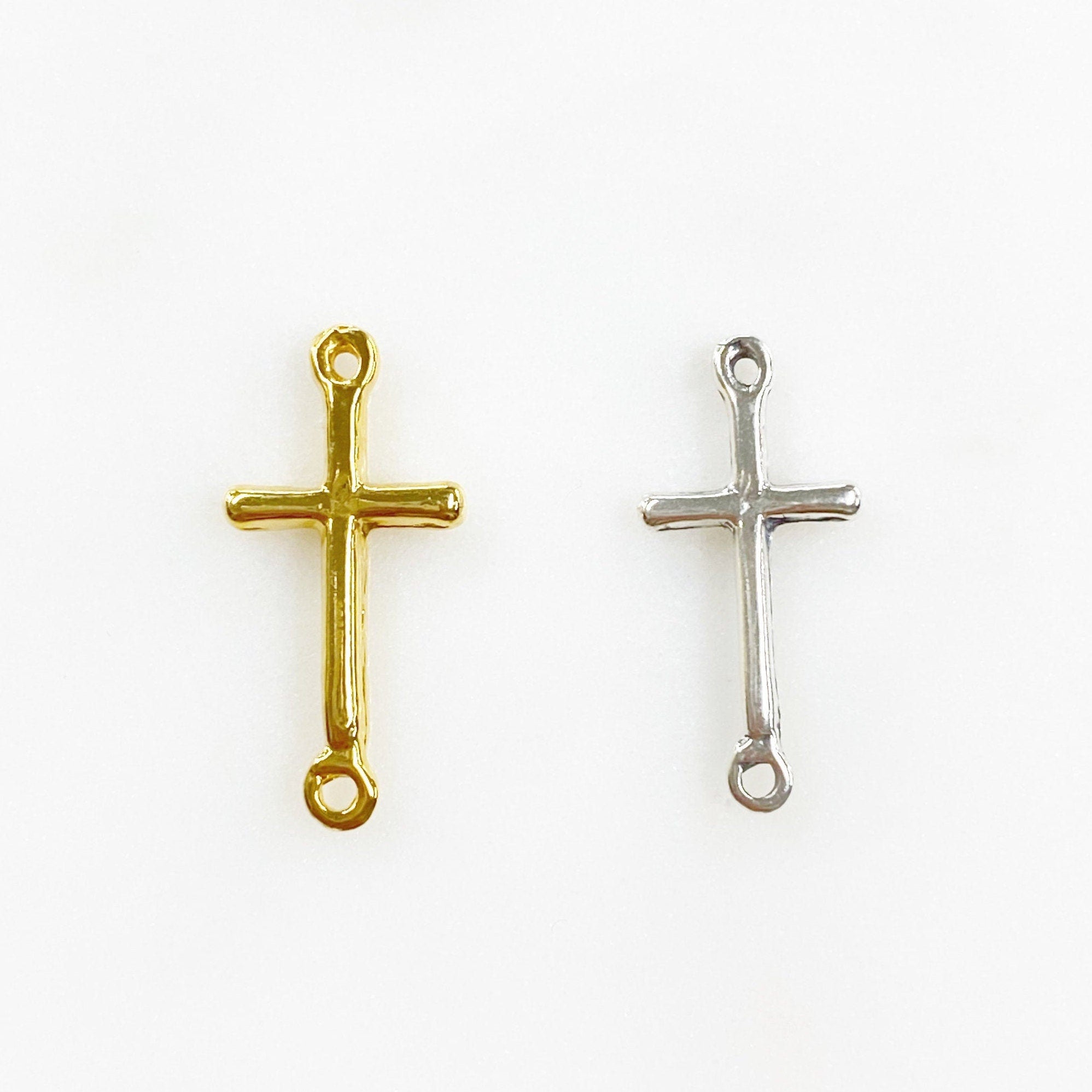 Sterling Silver or Vermeil or Dainty Horizontal Cross Connector Link Charm