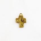 Sterling Silver or Vermeil or Whimsical Sewed Patch Texture Cross Charm