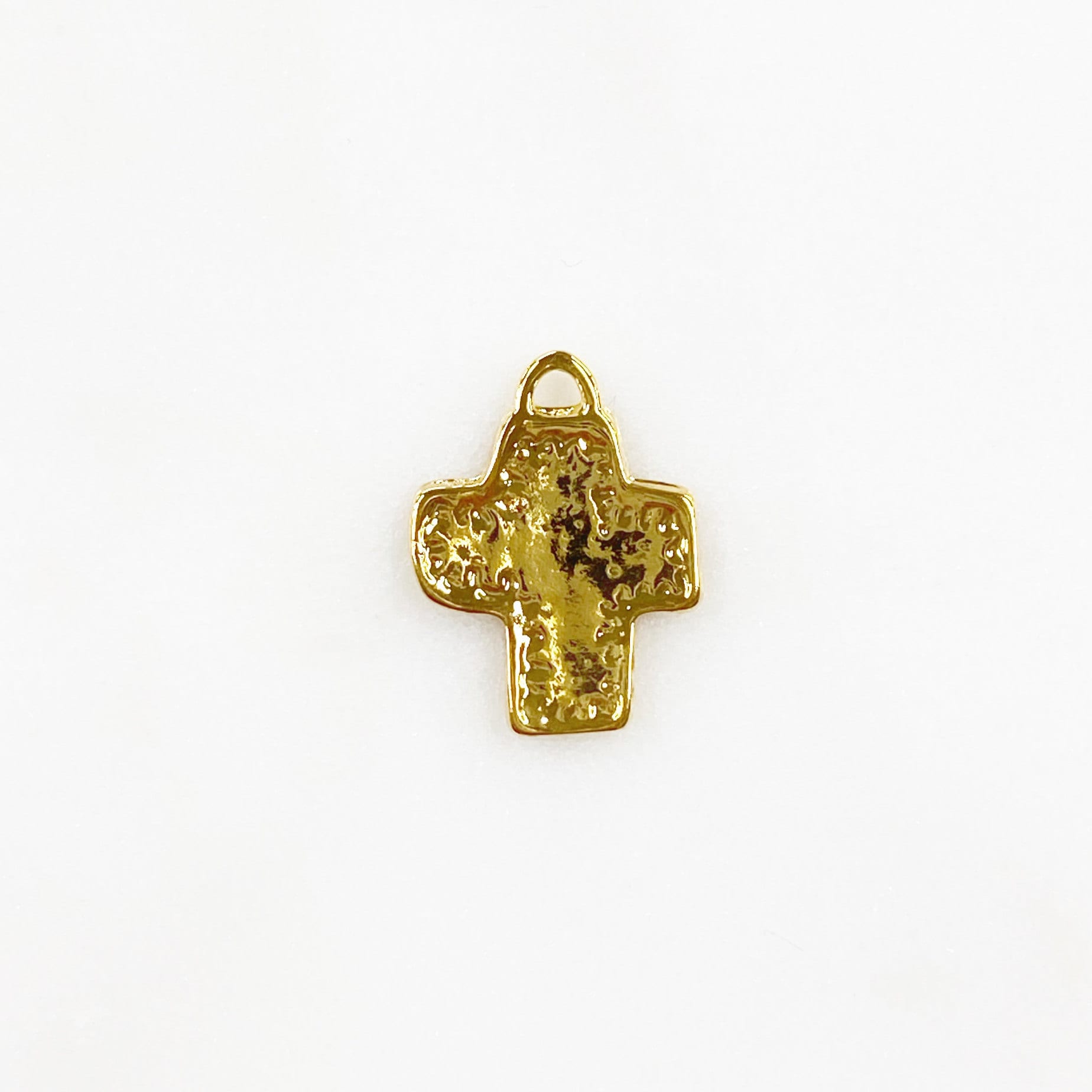 Sterling Silver or Vermeil or Whimsical Sewed Patch Texture Cross Charm