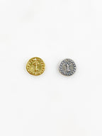 10mm Sterling Silver or Vermeil or Tiny Mini Key with Dots Circle Medallion