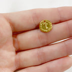 10mm Sterling Silver or Vermeil or Tiny Mini Key with Dots Circle Medallion