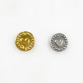 10mm Sterling Silver or Vermeil or Tiny Mini Heart with Dots Circle Medallion