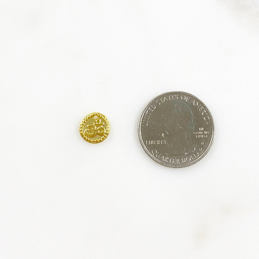 10mm Sterling Silver or Vermeil Small Raised Om Ohm Circle Coin Medallion