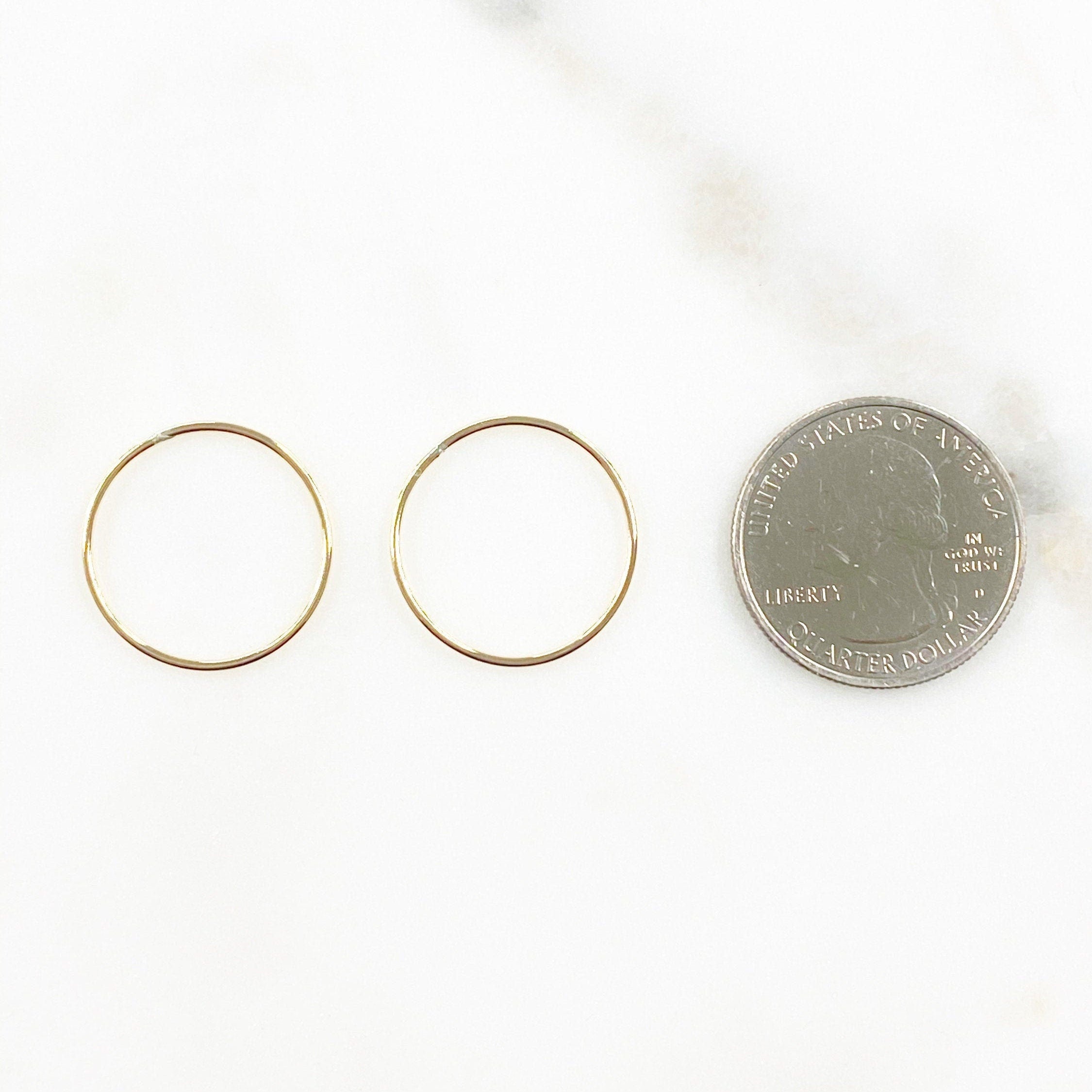 14K Gold Filled 20.5mm Smooth Connector Ring Open Circle Charm Soldered (2pc)