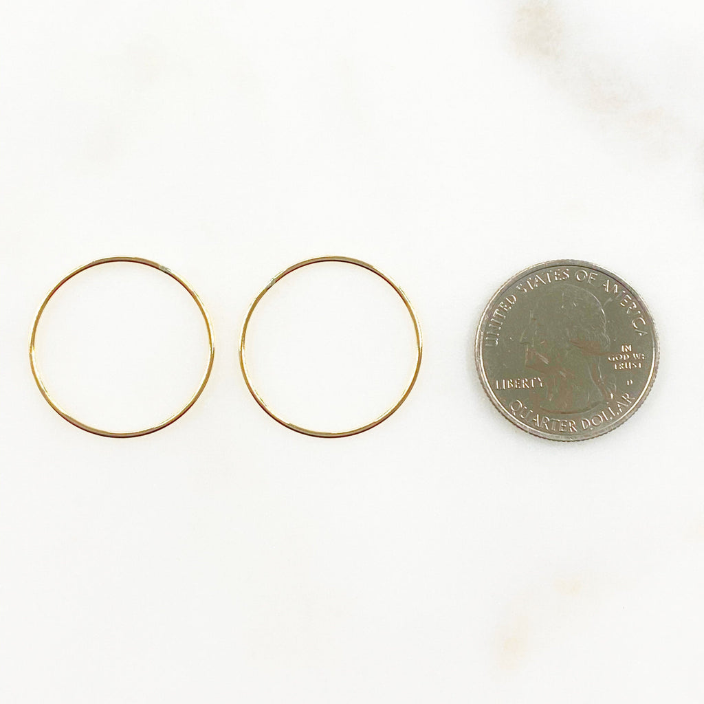 14K Gold Filled 24.5mm Smooth Connector Ring Open Circle Charm Soldered (2pc)