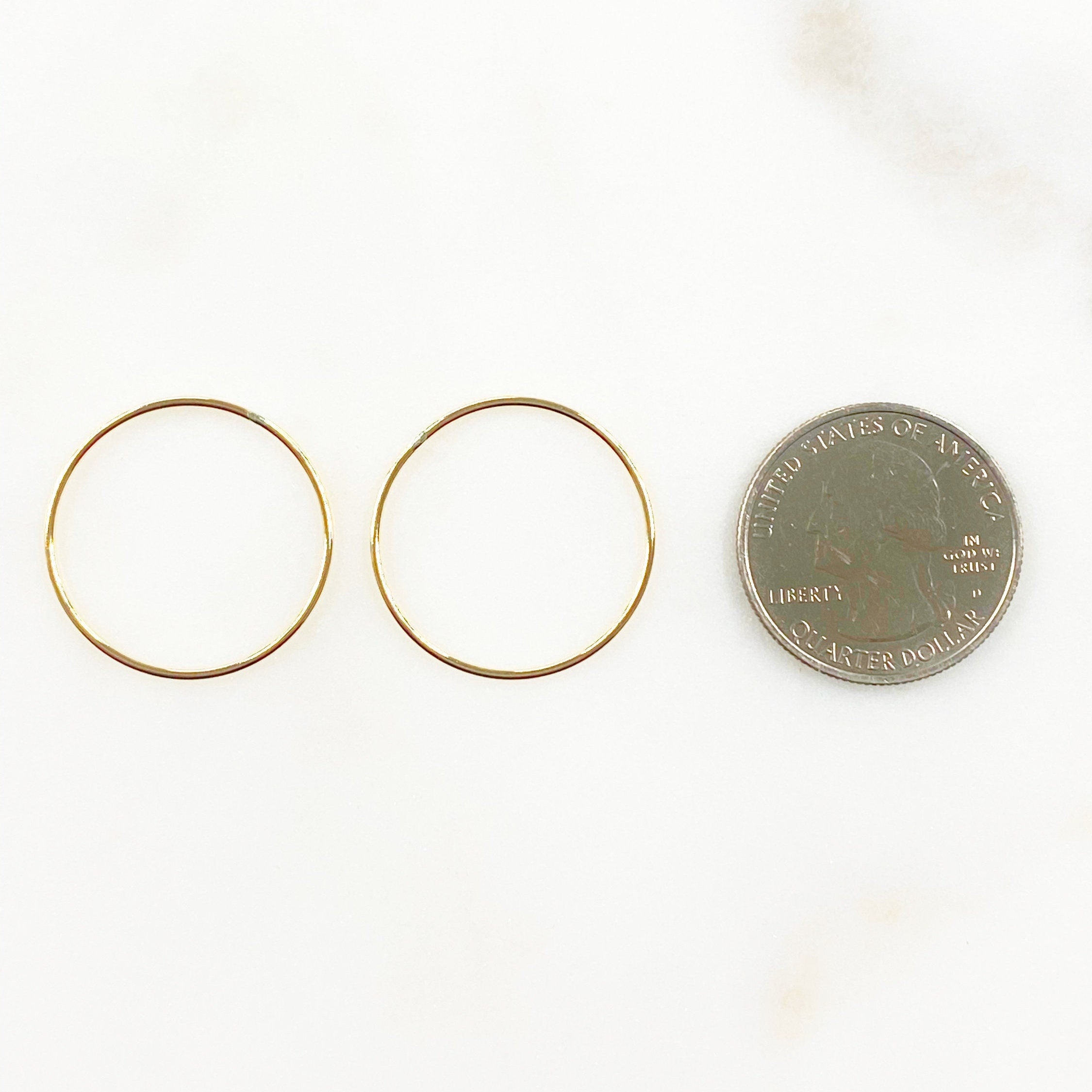 14K Gold Filled 24.5mm Smooth Connector Ring Open Circle Charm Soldered (2pc)