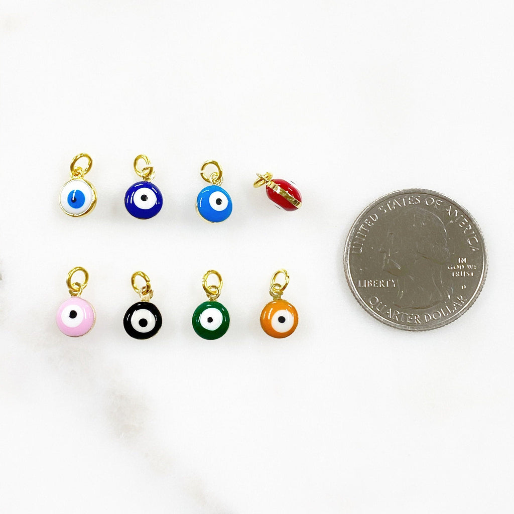 Gold Plated Double Sided Evil Eye Charm with Ring Rounded Evil Eye