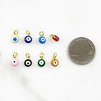 Gold Plated Double Sided Evil Eye Charm with Ring Rounded Evil Eye