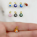 Gold Plated Double Sided Evil Eye Charm with Ring Rounded Evil Eye