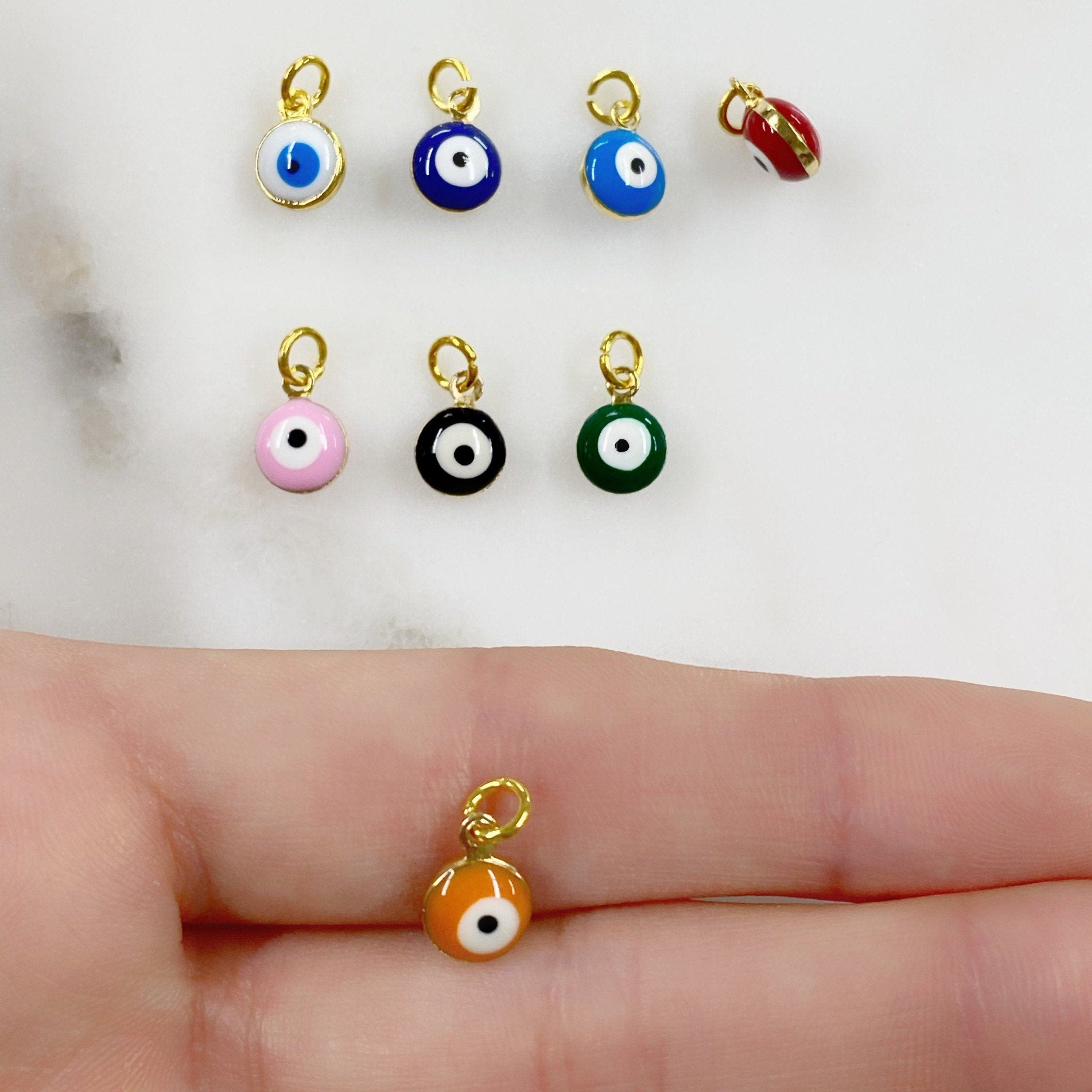 Gold Plated Double Sided Evil Eye Charm with Ring Rounded Evil Eye
