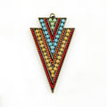 Base Metal Large Colorful Crystal Beaded Triangle Tribal Bohemian