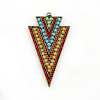 Base Metal Large Colorful Crystal Beaded Triangle Tribal Bohemian