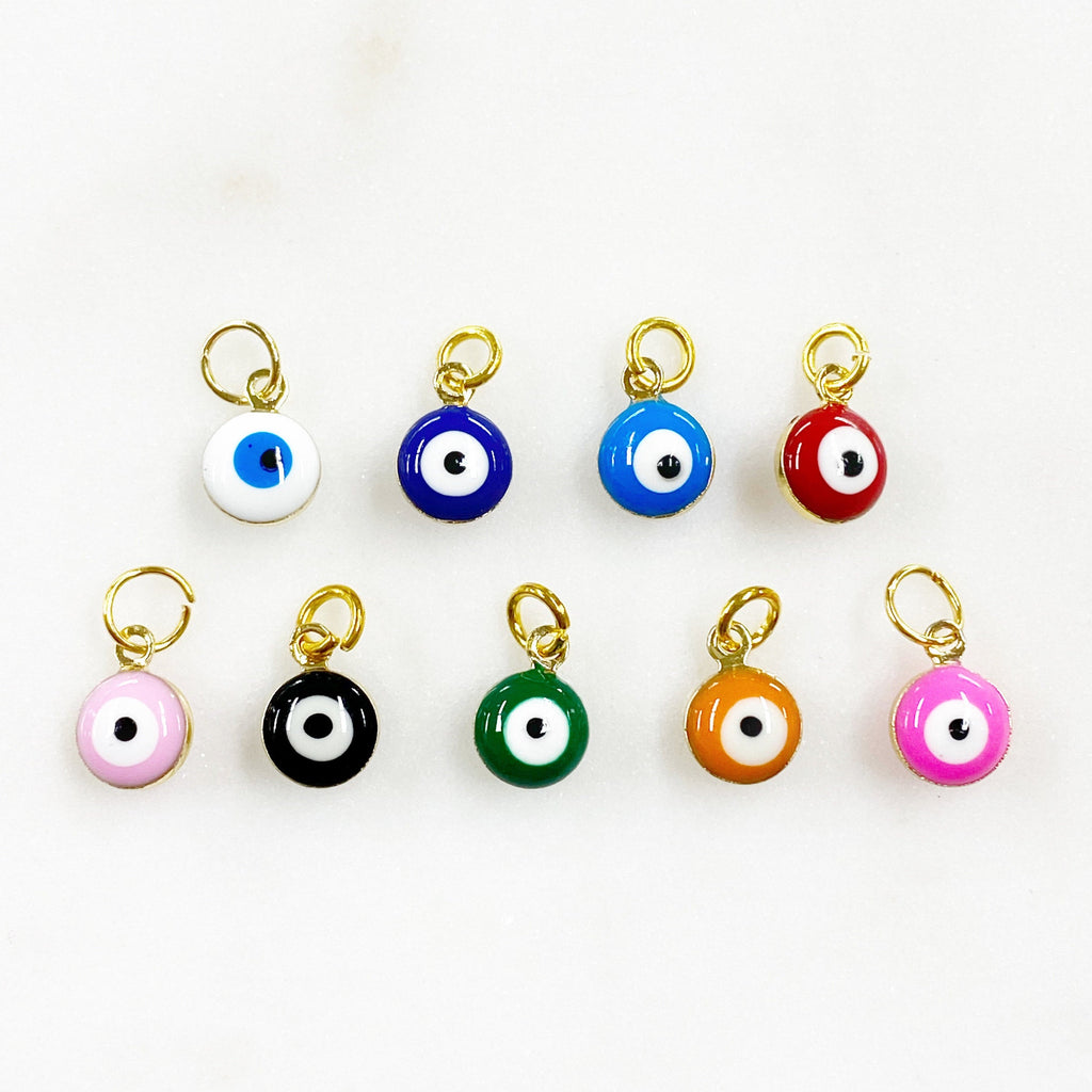 Gold Plated Double Sided Evil Eye Charm with Ring Rounded Evil Eye