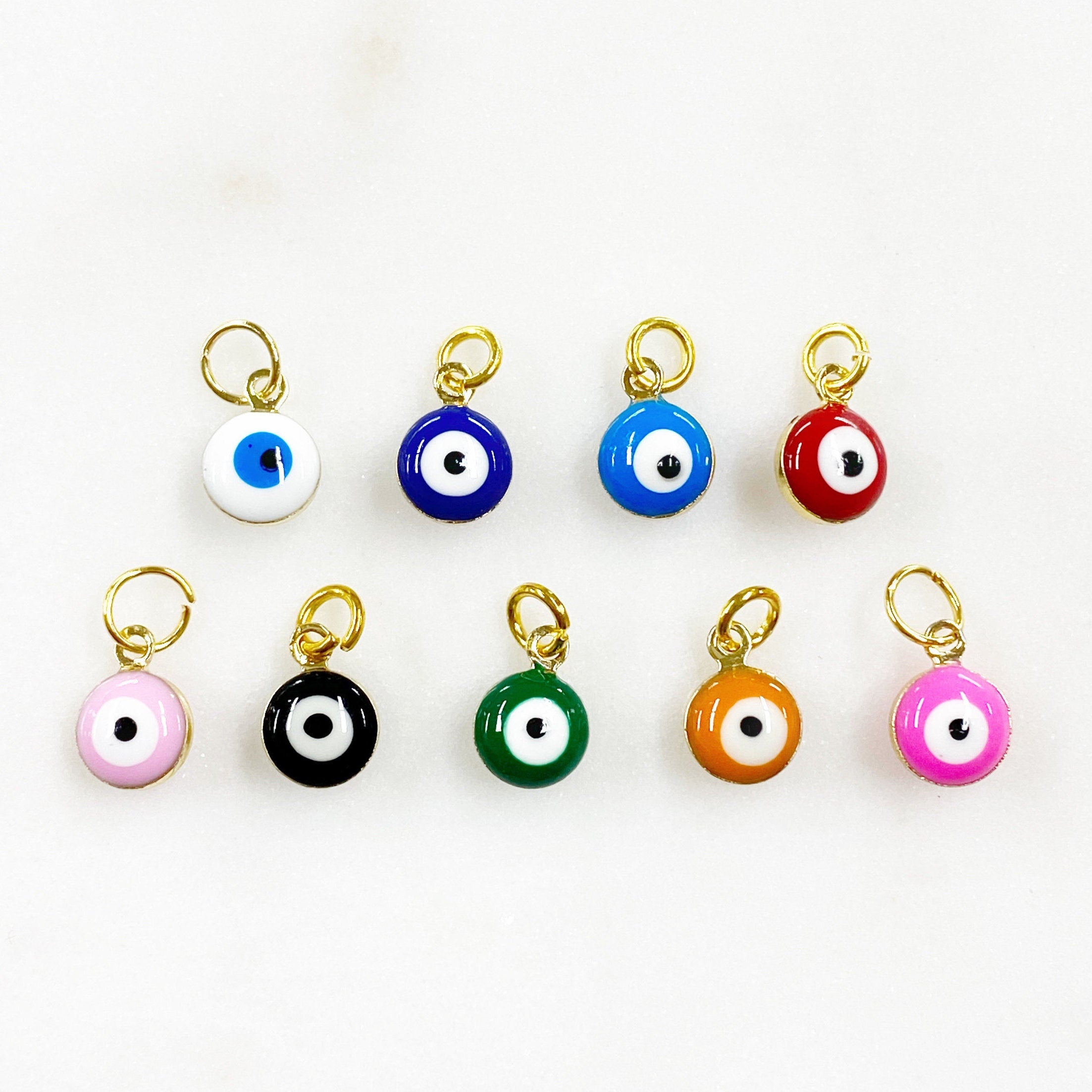 Gold Plated Double Sided Evil Eye Charm with Ring Rounded Evil Eye