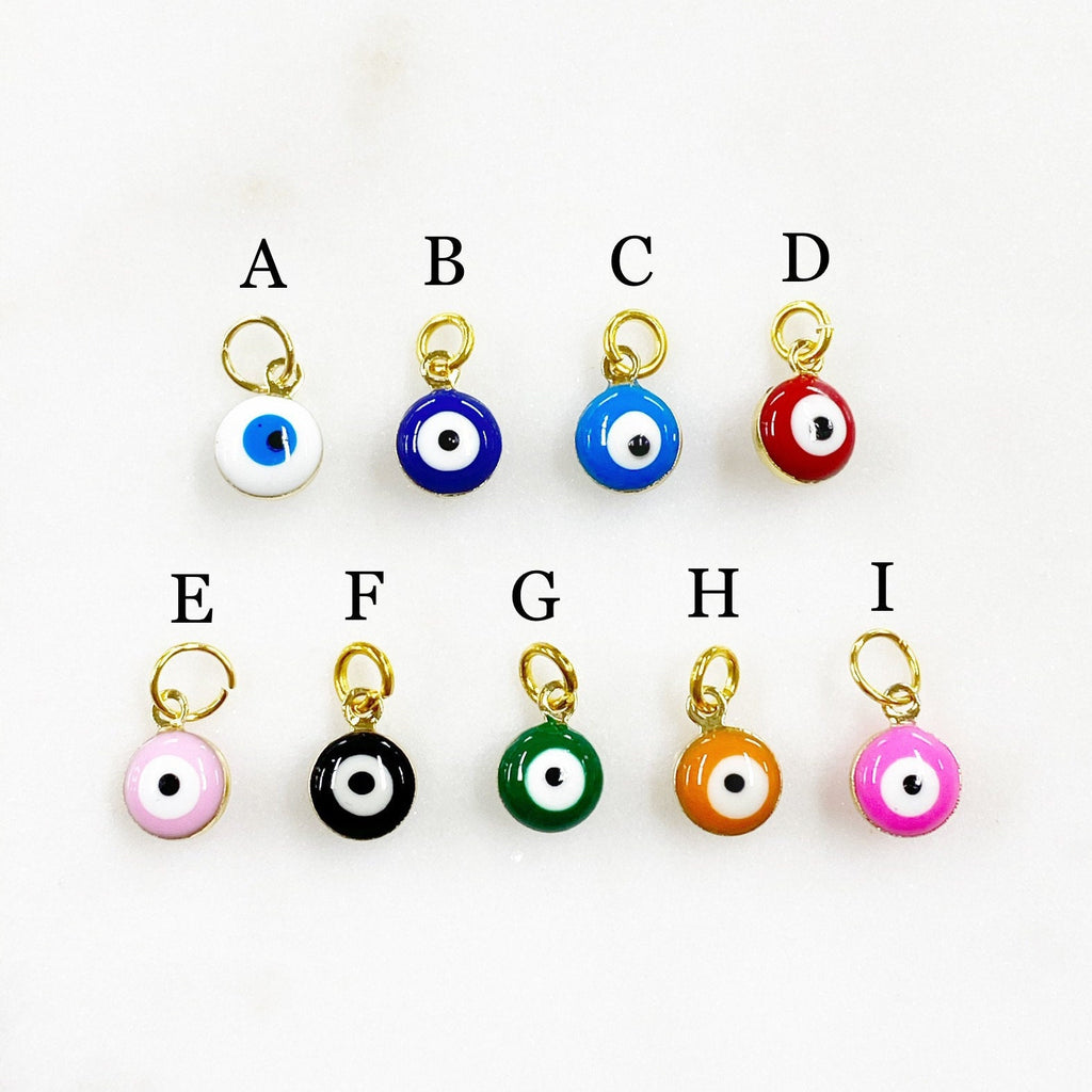 Gold Plated Double Sided Evil Eye Charm with Ring Rounded Evil Eye