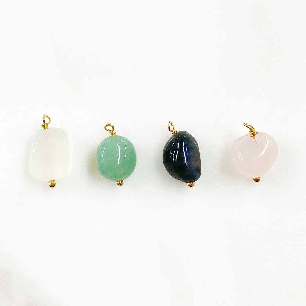Gold Plated Gemstone Charm Natural Shape Gem Charm Organic Stone