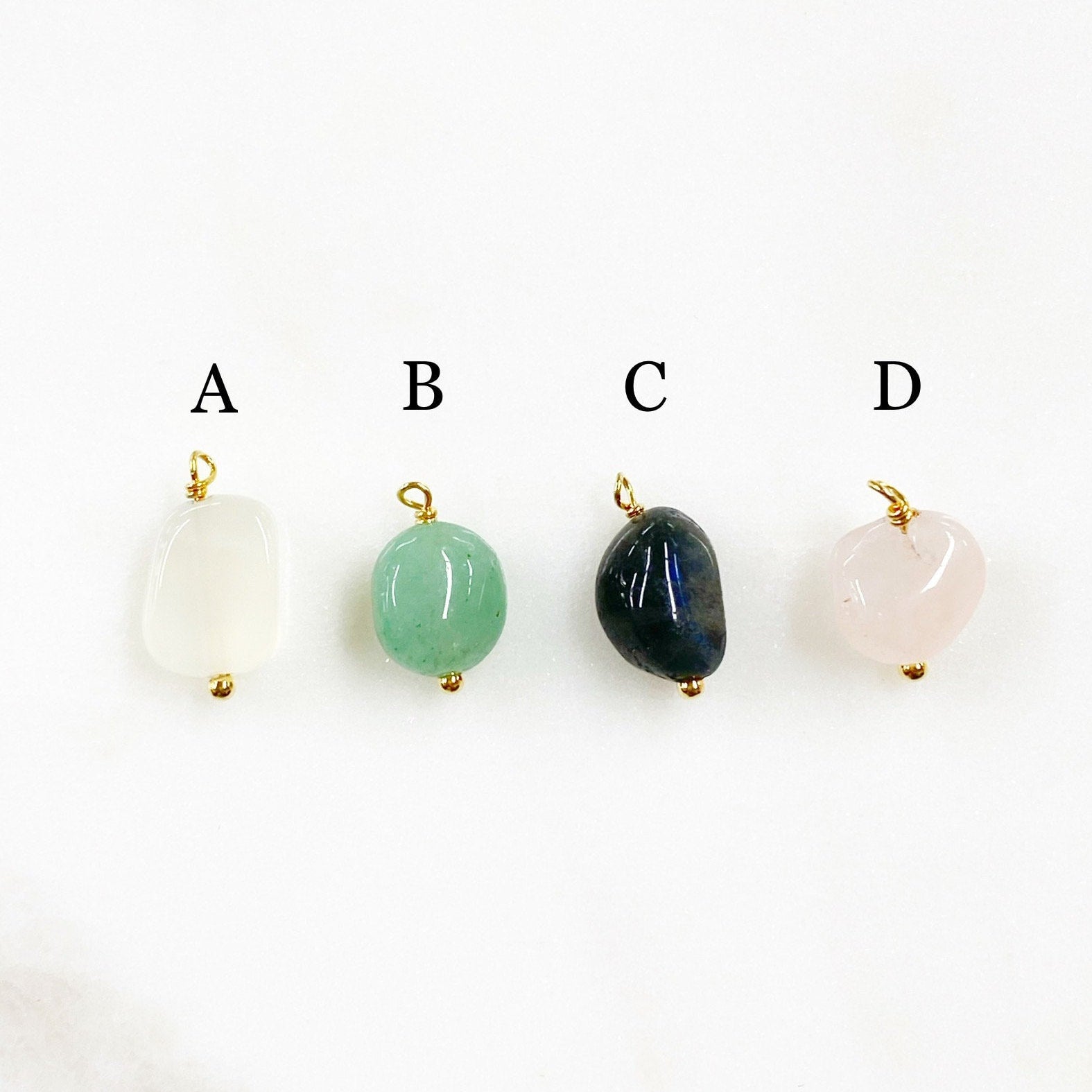 Gold Plated Gemstone Charm Natural Shape Gem Charm Organic Stone