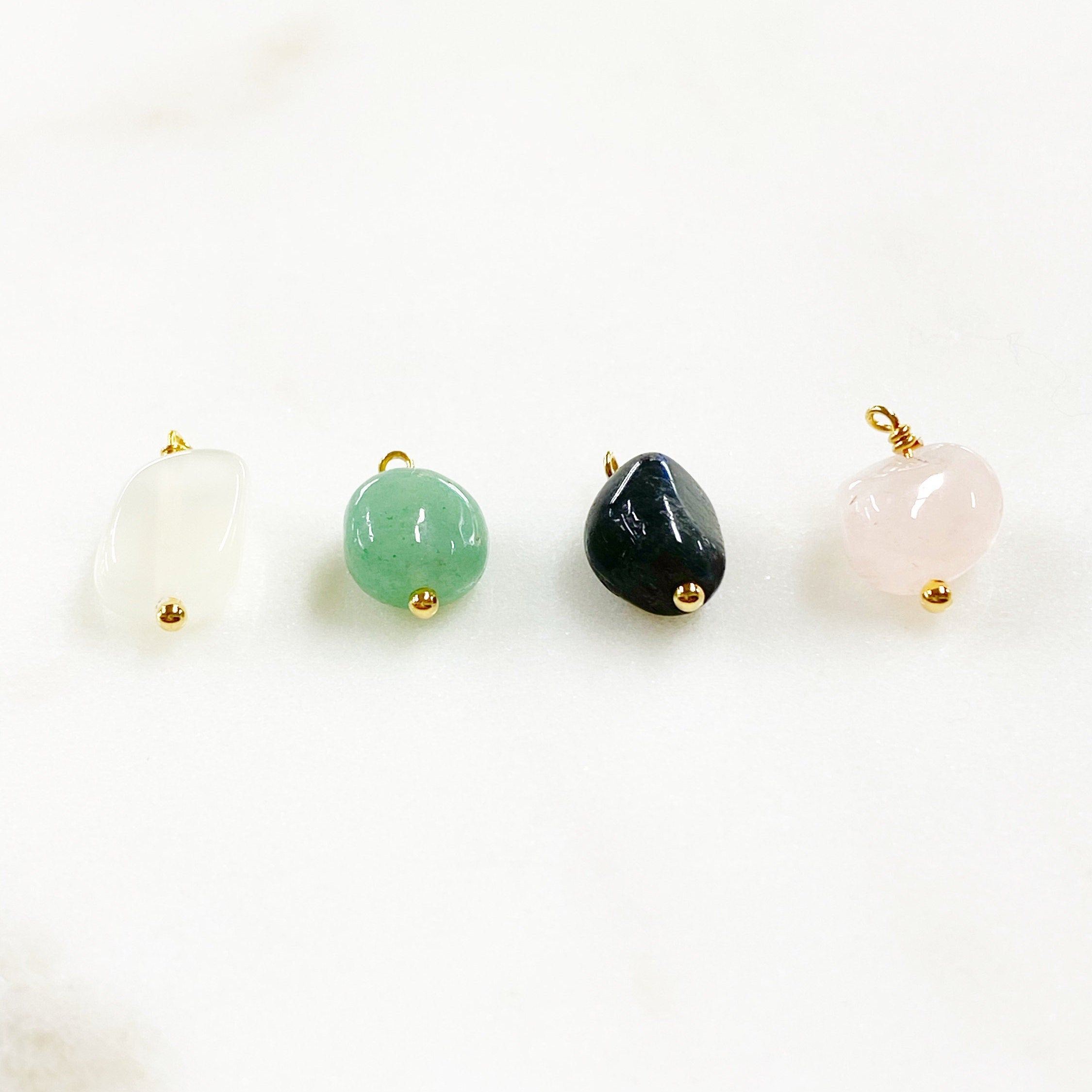 Gold Plated Gemstone Charm Natural Shape Gem Charm Organic Stone