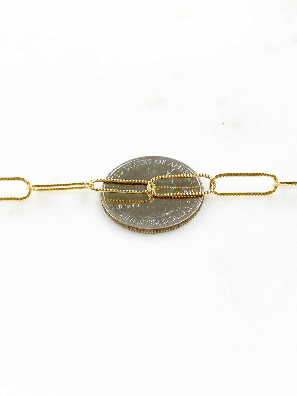14K Gold Filled 5 x 15mm 14K GF Light Textured Elongated – Sold by the Foot