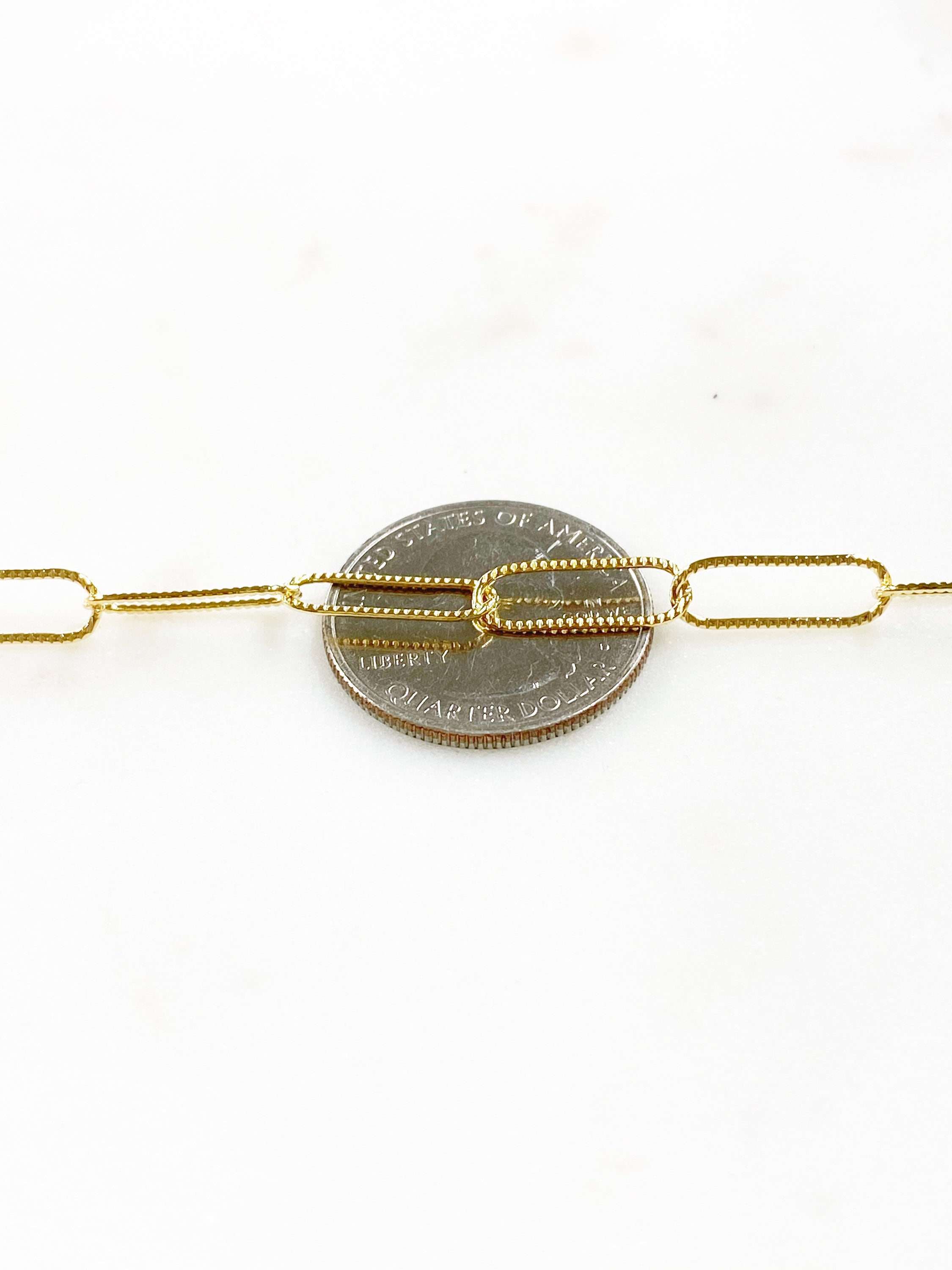 14K Gold Filled 5 x 15mm 14K GF Light Textured Elongated – Sold by the Foot