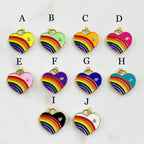 Gold Plated Rainbow Heart Charm Enamel CZ Colorful Heart