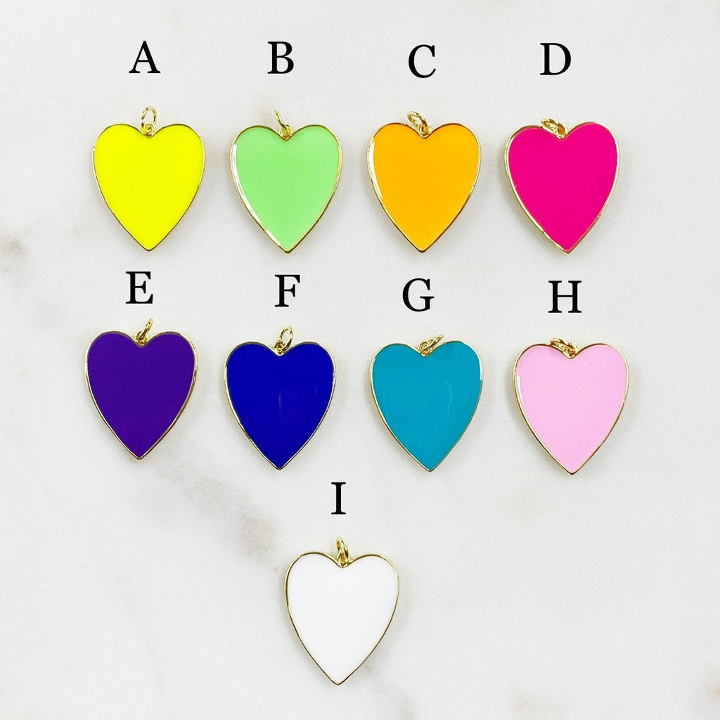 Gold Plated Large Vibrant Heart Charm Enamel Love Charm Love Heart