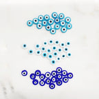 10mm Glass Evil Eye Beads Light Blue Dark Blue or White (5pc)