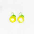 Yellow Half Lime Swirl Glass Lemon Lime Charm Juicy (2pc)