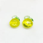 Yellow Half Lime Swirl Glass Lemon Lime Charm Juicy (2pc)