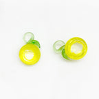 Yellow Half Lime Swirl Glass Lemon Lime Charm Juicy (2pc)