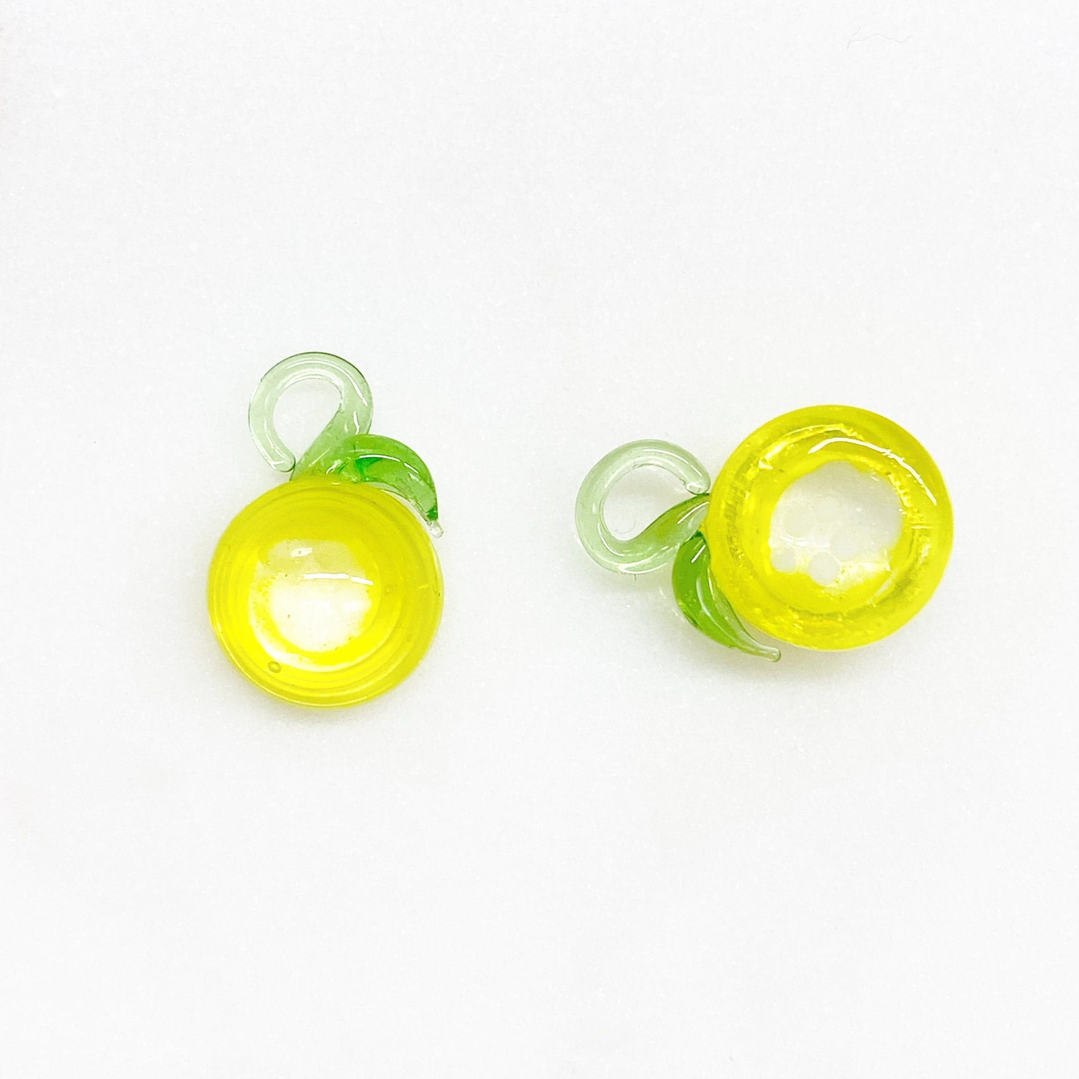Yellow Half Lime Swirl Glass Lemon Lime Charm Juicy (2pc)