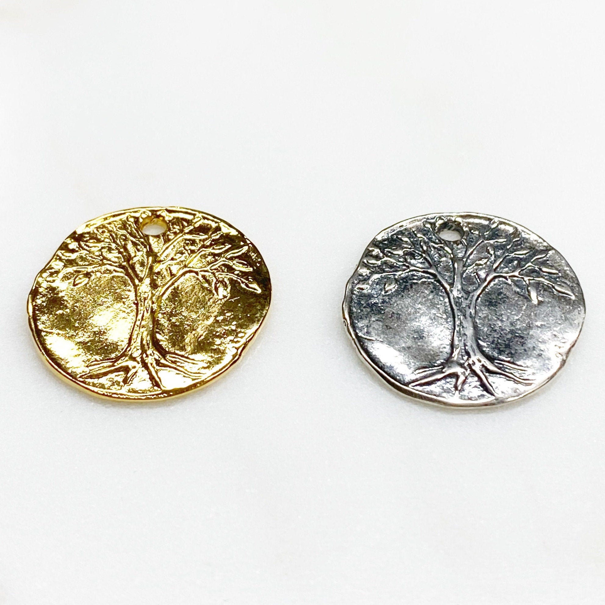 Sterling Silver or Vermeil or Organic Oak Tree Wisdom Charm Modern Nature