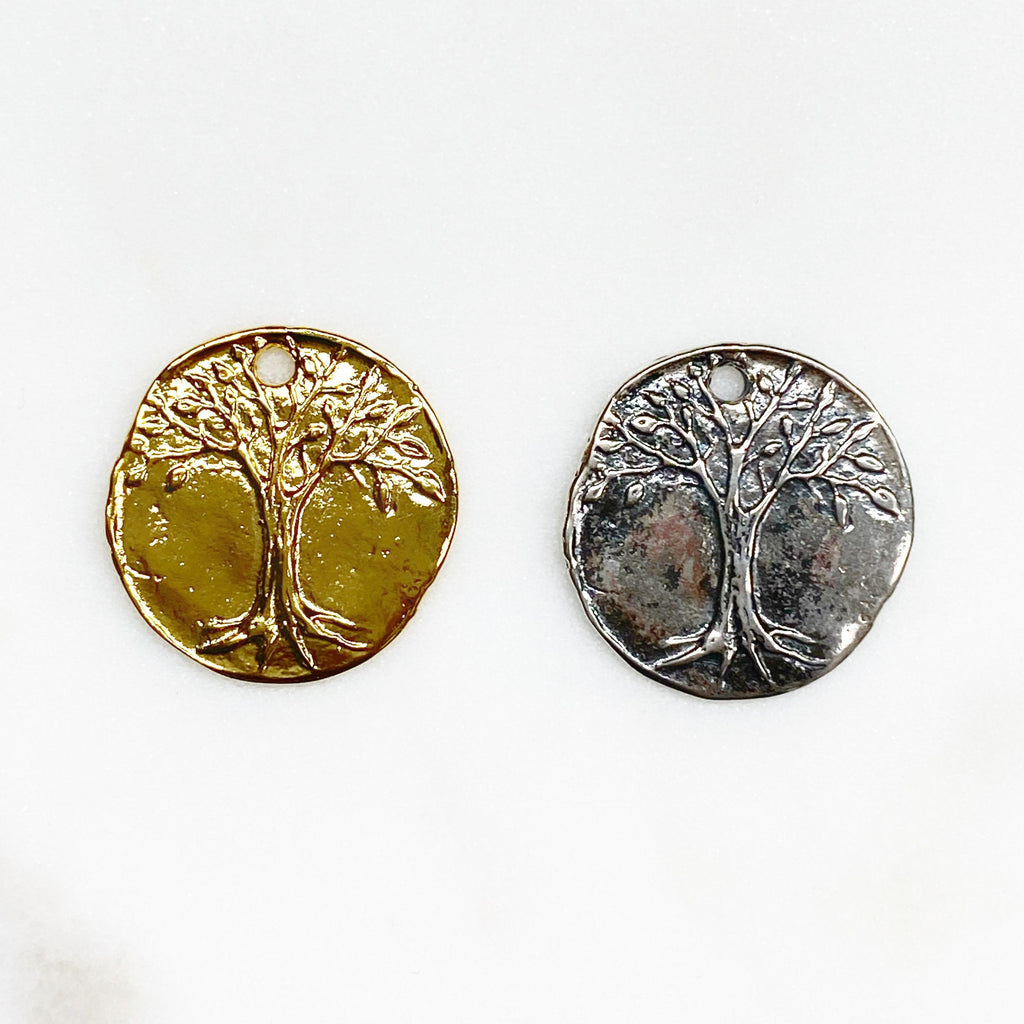 Sterling Silver or Vermeil or Organic Oak Tree Wisdom Charm Modern Nature