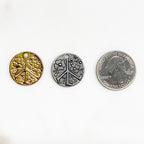 Sterling Silver or Vermeil Floral or Peace Sign Circle Charm Medallion Hippie