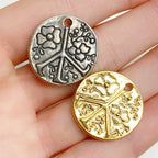 Sterling Silver or Vermeil Floral or Peace Sign Circle Charm Medallion Hippie