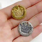 21mm Sterling Silver or Vermeil Large or Stamped Crown Coin Medallion Peace