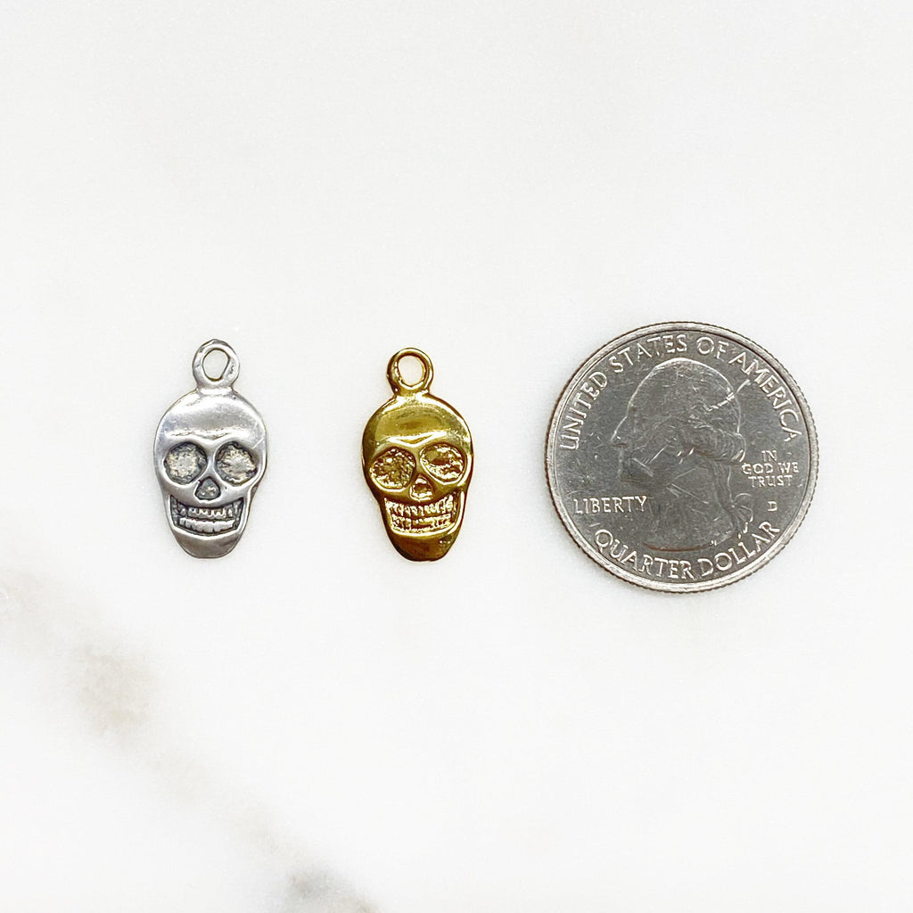 19mmx10 Mm Sterling Silver or Vermeil Flat Detailed Grinning Skull Smile Day