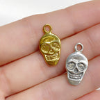 19mmx10 Mm Sterling Silver or Vermeil Flat Detailed Grinning Skull Smile Day