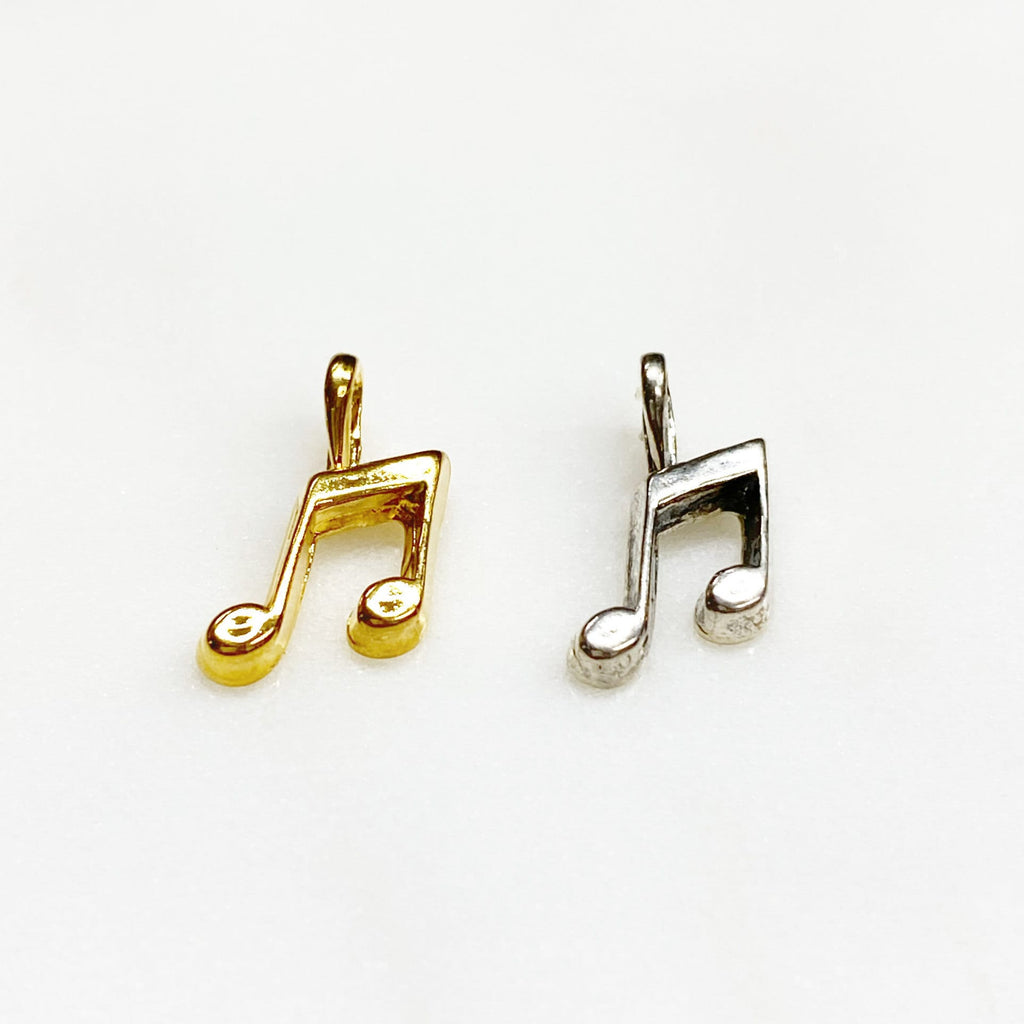 15mmx10mm Sterling Silver or Vermeil or Small Tiny Musical Eighth Note Artist