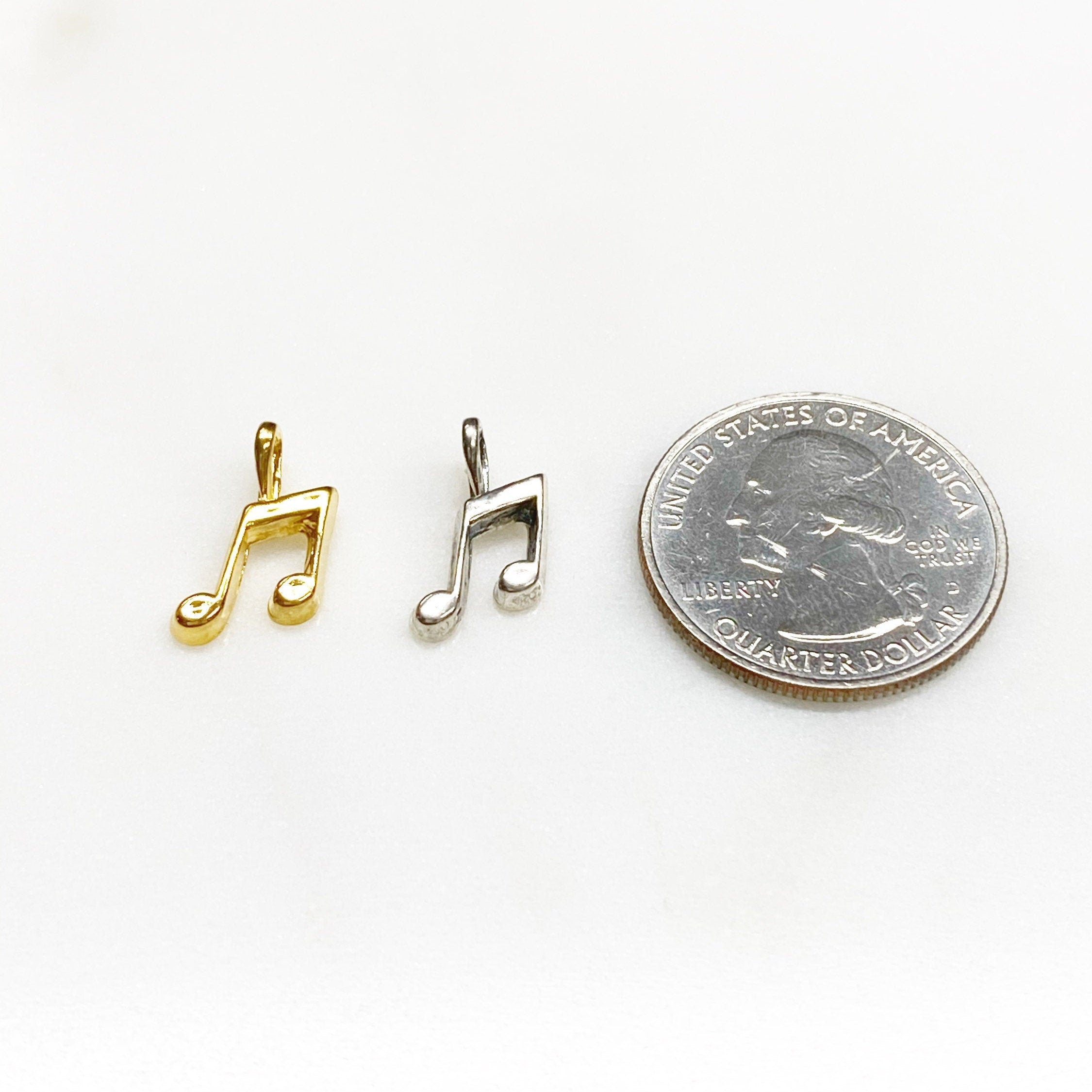 15mmx10mm Sterling Silver or Vermeil or Small Tiny Musical Eighth Note Artist
