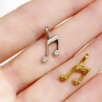 15mmx10mm Sterling Silver or Vermeil or Small Tiny Musical Eighth Note Artist