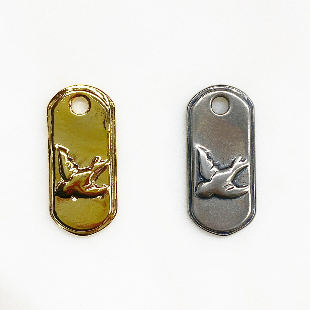 27mmx13mm Sterling Silver or Vermeil or Long Raised 3D Bird Dog Tag Charm